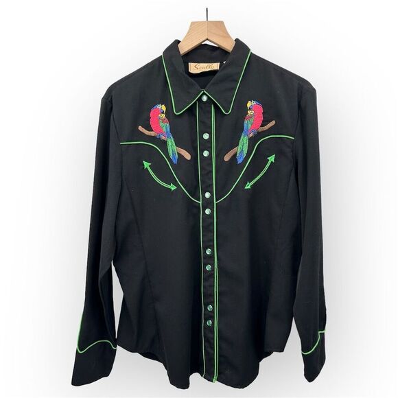 Vintage Tops - Vintage Scully XL Western Shirt Long Sleeve Embroidered Snap Button-up